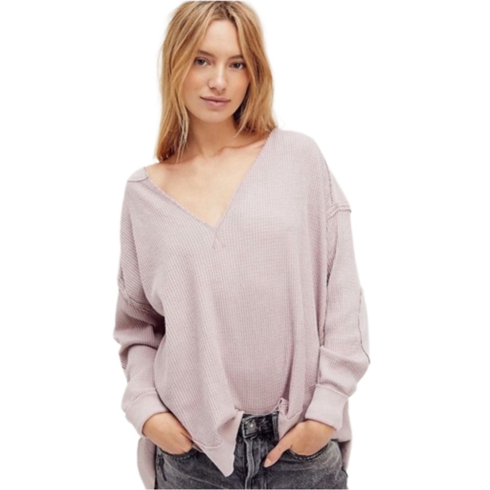 We The Free Free People Owen Thermal Top Lavender Large